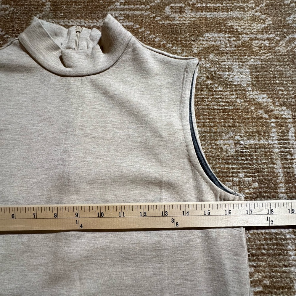 Sleeveless Beige Mock-Neck Women's Top - Picture 3 of 7